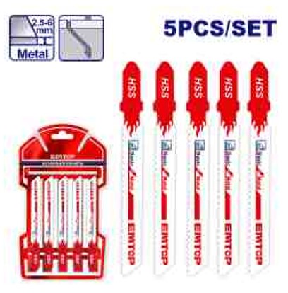 Jig Saw Blade For Metal 5pcs Set, 76mm (3") Total Length, 50mm (2") Work Length, 12TPI, HSS Material